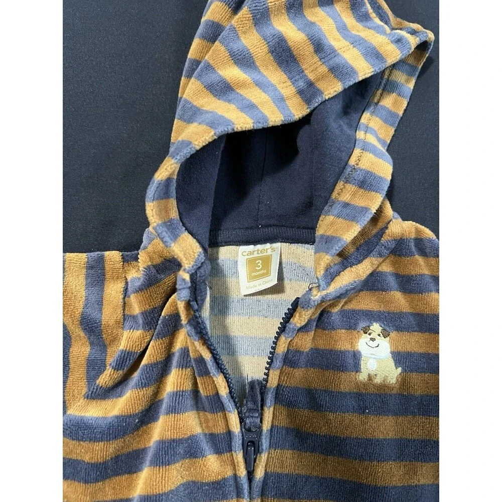 Carter’s Baby Hoodie Velvety Brown With dog Logo On Left Side 3 Months Old